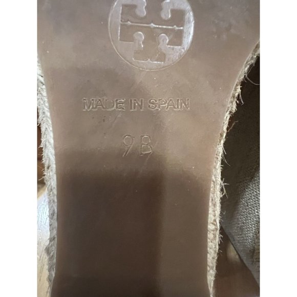 Tory Burch Metallic Silver Shimmer Canvas Espadrille Wedge Sz 9 - Picture 8 of 9